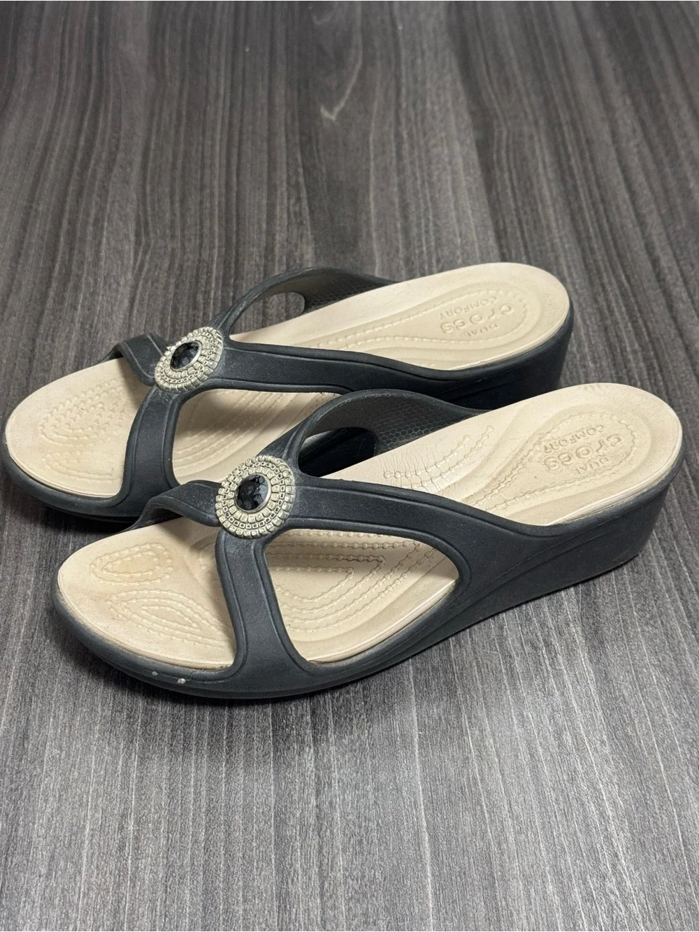 Crocs Women's Black Wedge Sandals size 6